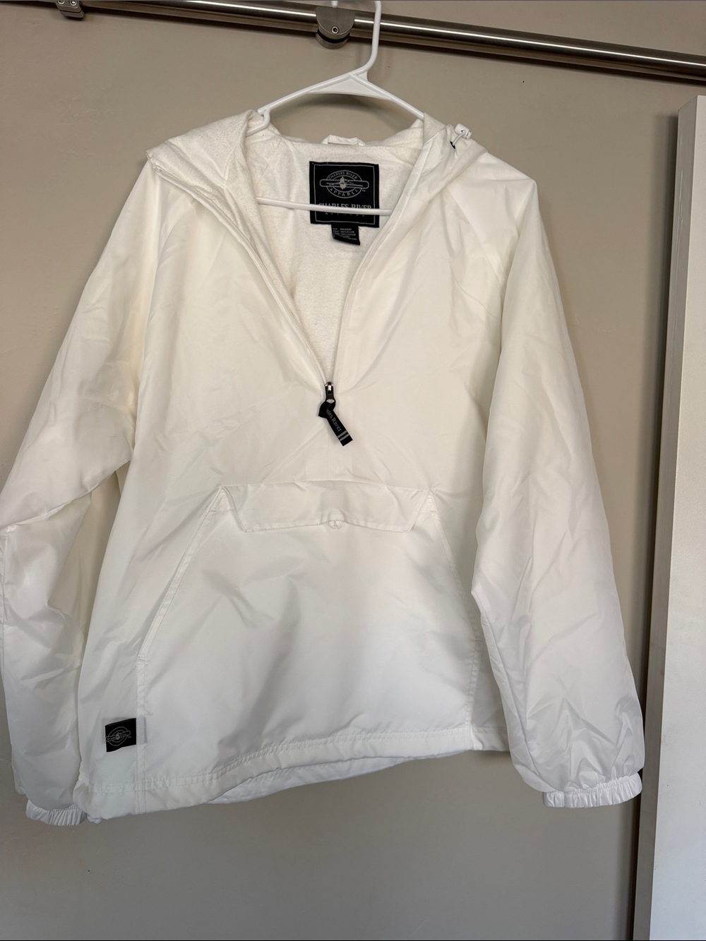 Charles River Apparel White Hooded Utility Pullover Jacket